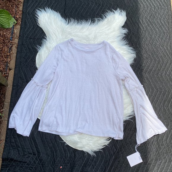 NWT Lauren Conrad Bell Sleeve Striped Long Sleeve Casual Shirt Size Small - Picture 1 of 5